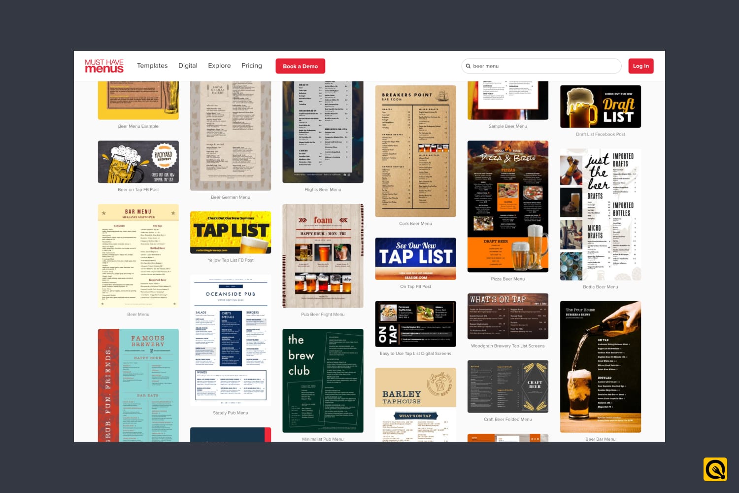 One-Page Beer Menu Templates