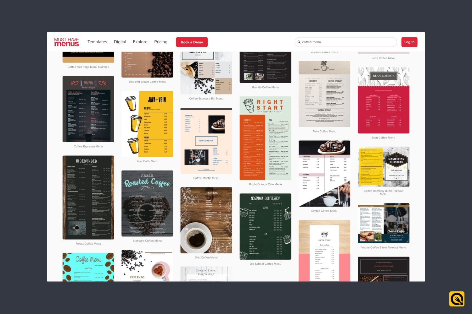 One-Page Coffee Menu Templates