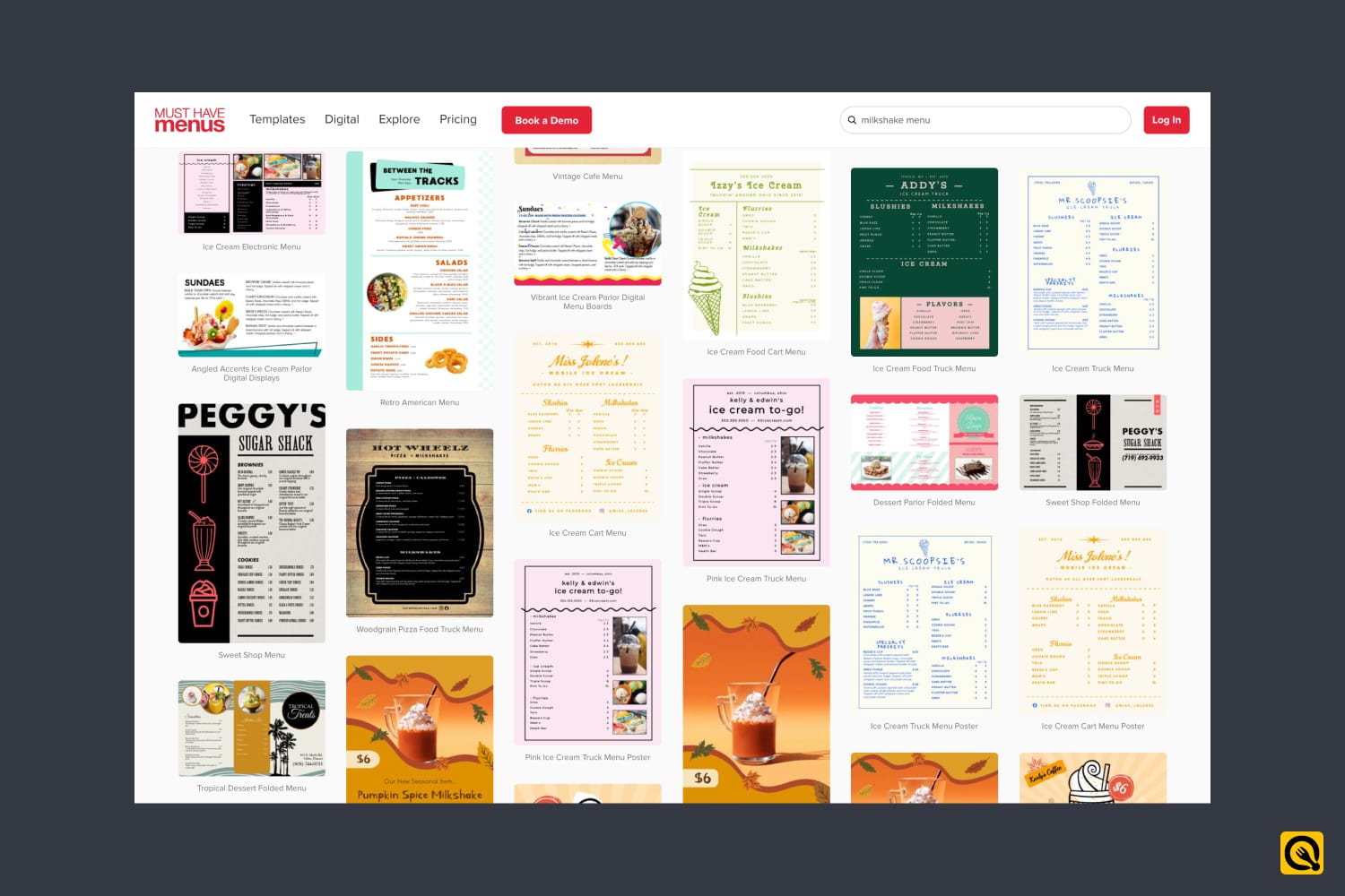 One-Page Milkshake Menu Templates