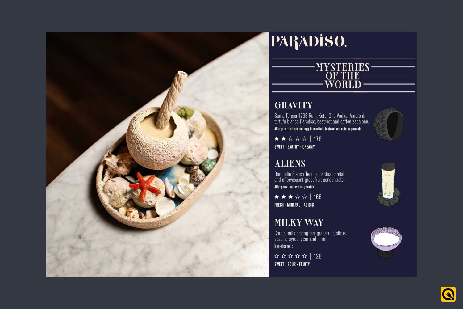 Paradiso Barcelona's Menu Template