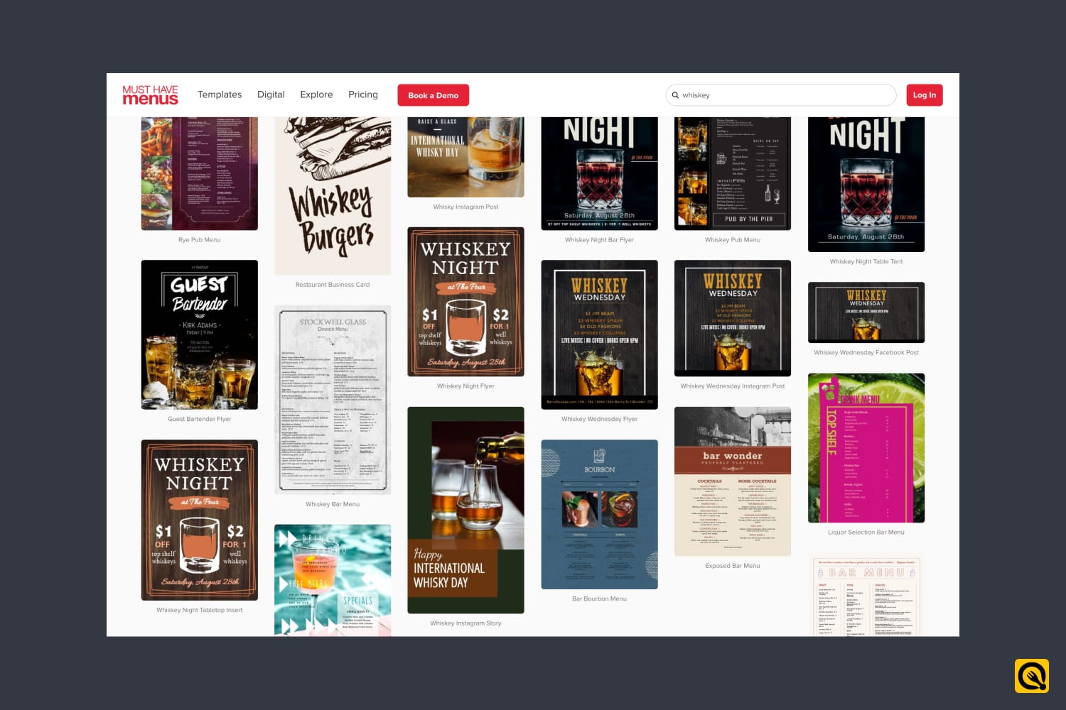 One-Page Whiskey Menu Templates